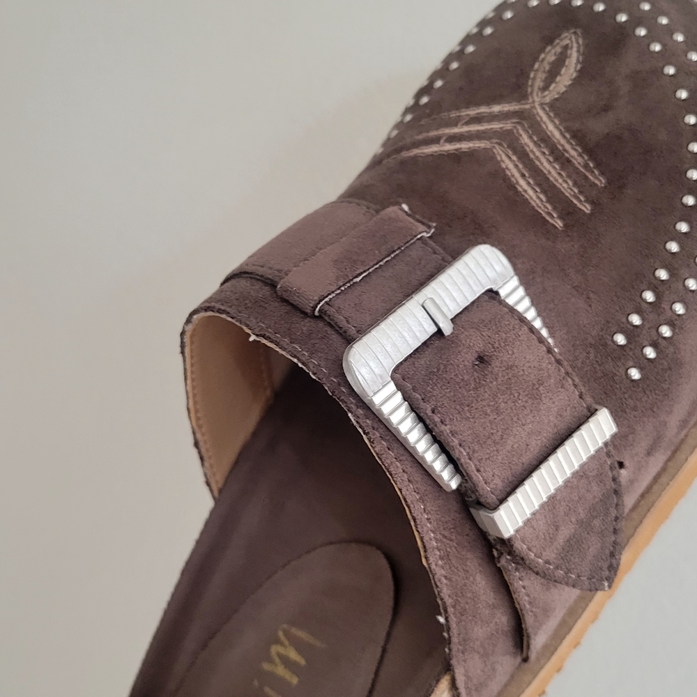 Buckle Detail Brown Mules Shoes BRAND NEW WITH BOX - Picture 5 of 8